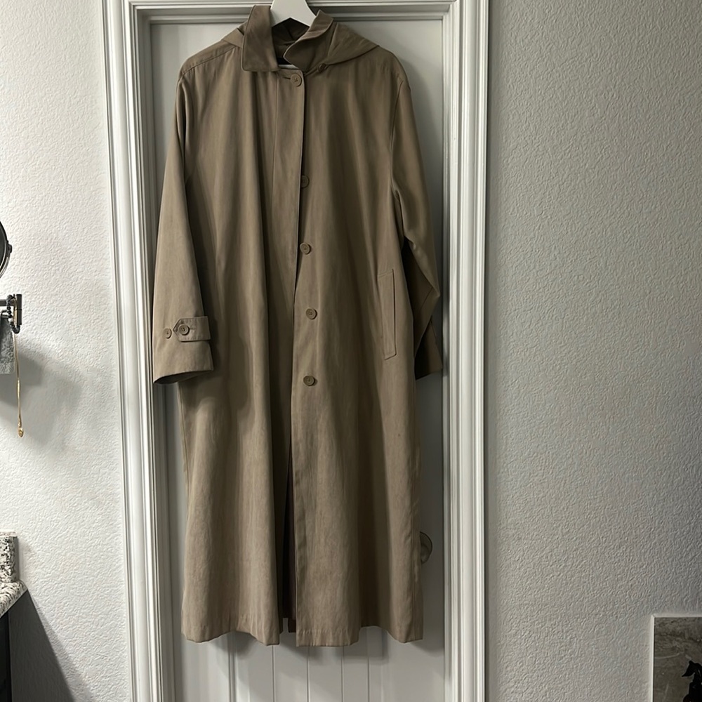 Beige London Fog trench coat size 12 with hood